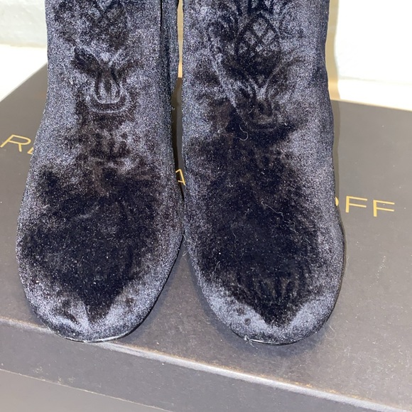 Rebecca Minkoff Bryce Black Floral Block Heel Ankle Bootie Boots New - Picture 7 of 13